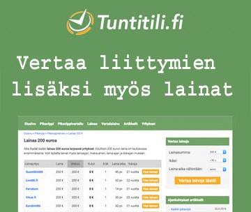 Tuntitili.fi: Vertaa liittymien lisäksi myös lainat